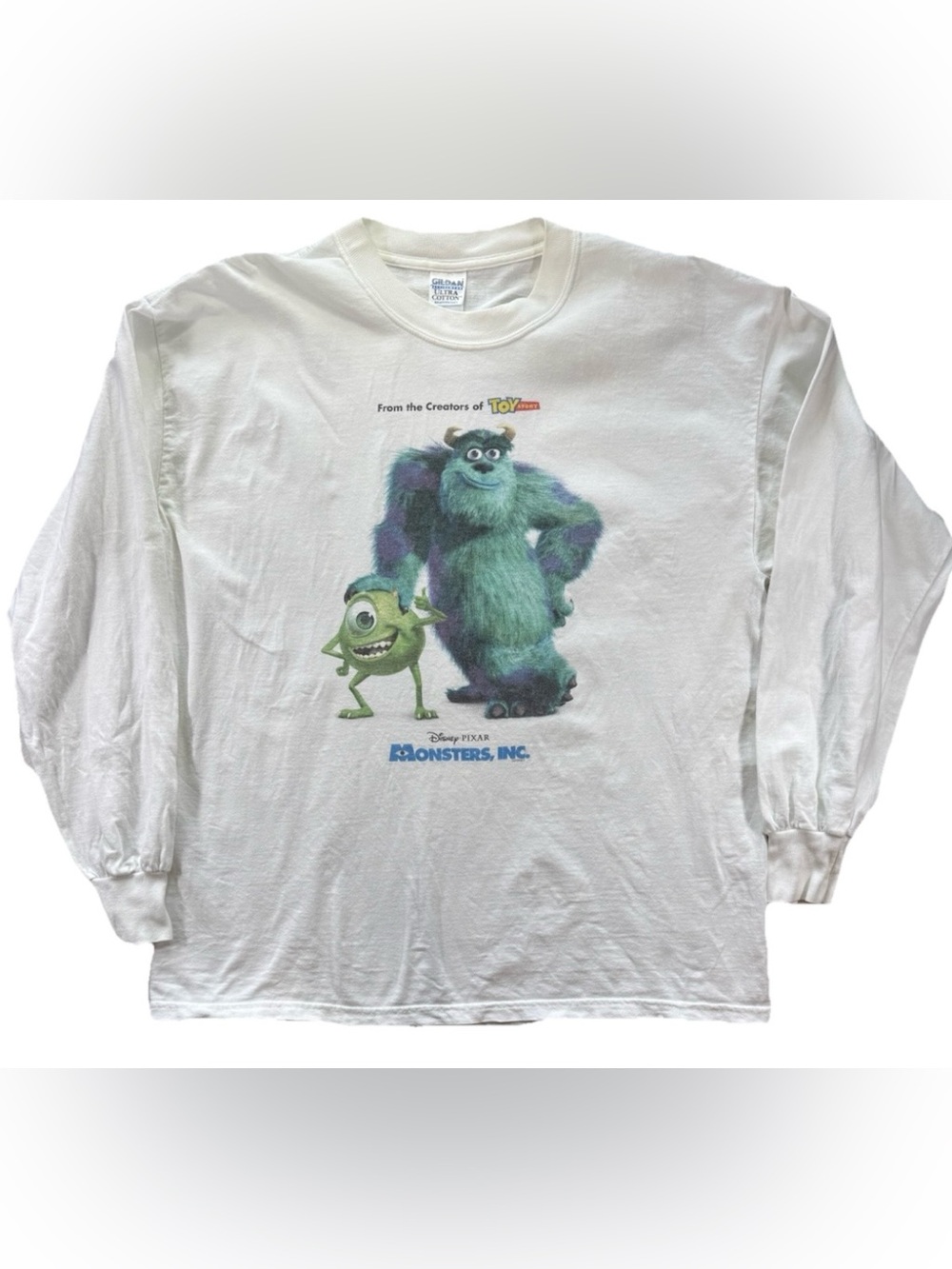 Vintage Disney Pixar Monsters Inc Movie Promo T-Shirt Long Sleeve Adult XL White